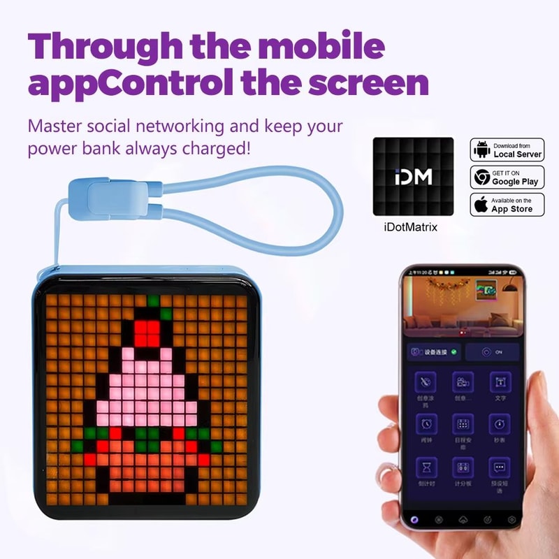 Bluetooth LED Pixel Display DIY Smart Desk Light With Power Bank 1