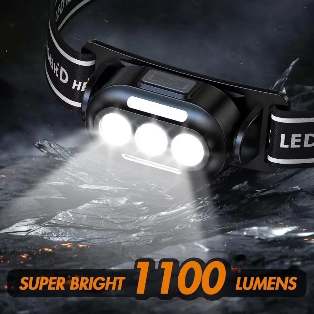 USB Rechargeable LED Headlamp Multi Mode Hands Free Outdoor Light 2