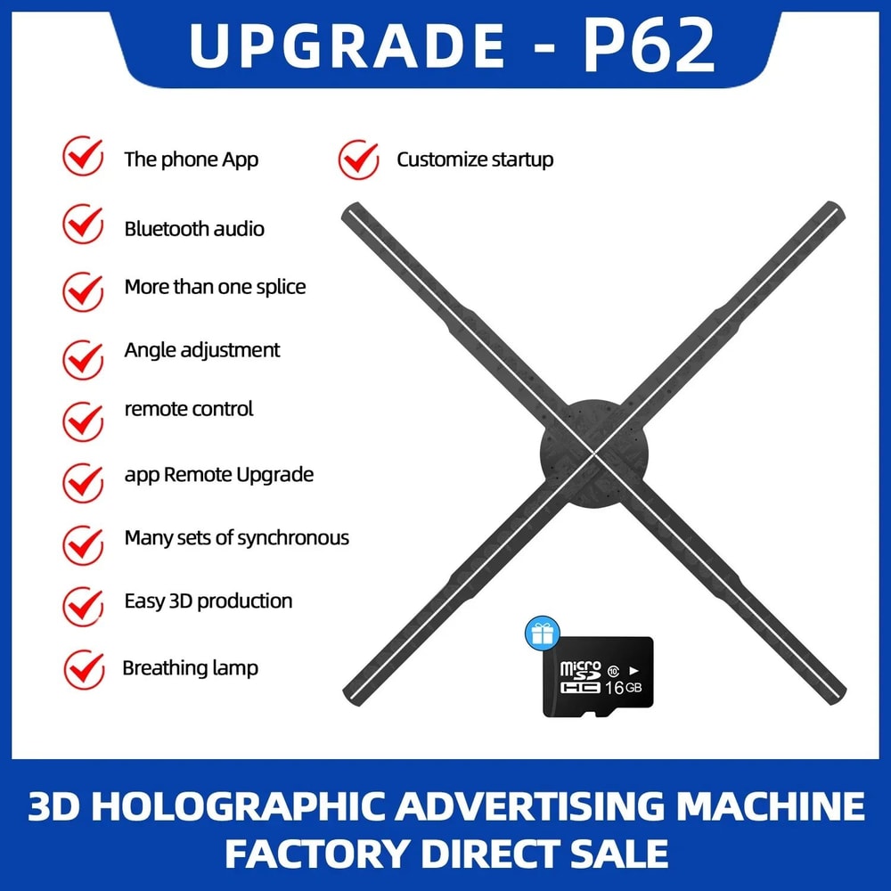 3D Hologram Fan LED Display 244in Smart Advertising Projector With 16GB 1