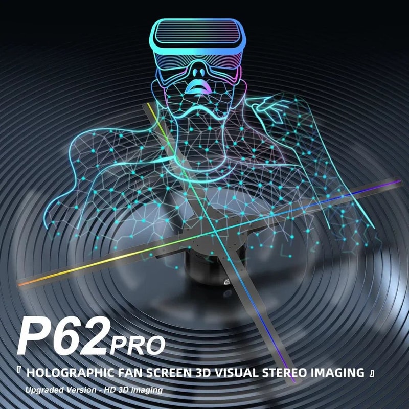 3D Hologram Fan LED Display 244in Smart Advertising Projector With 16GB 2