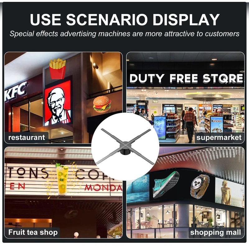 3D Hologram Fan LED Display 244in Smart Advertising Projector With 16GB 4