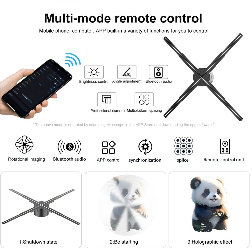 3D Hologram Fan LED Display 244in Smart Advertising Projector With 16GB 5