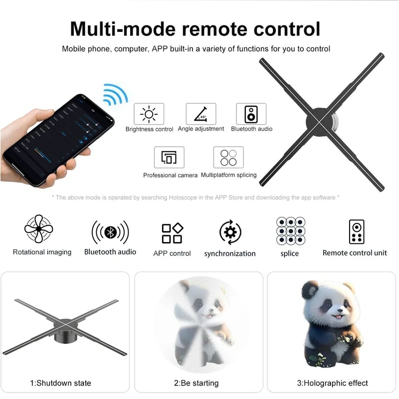 3D Hologram Fan LED Display 244in Smart Advertising Projector With 16GB 5