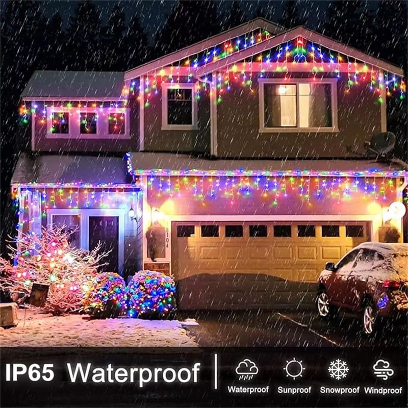 Solar Icicle LED Lights Waterproof Outdoor Christmas String Lights With 8 Modes 2