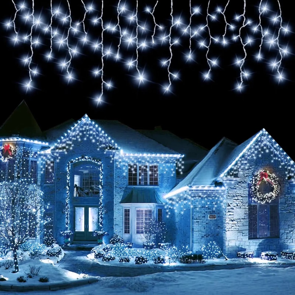 Solar Icicle LED Lights Waterproof Outdoor Christmas String Lights With 8 Modes 8