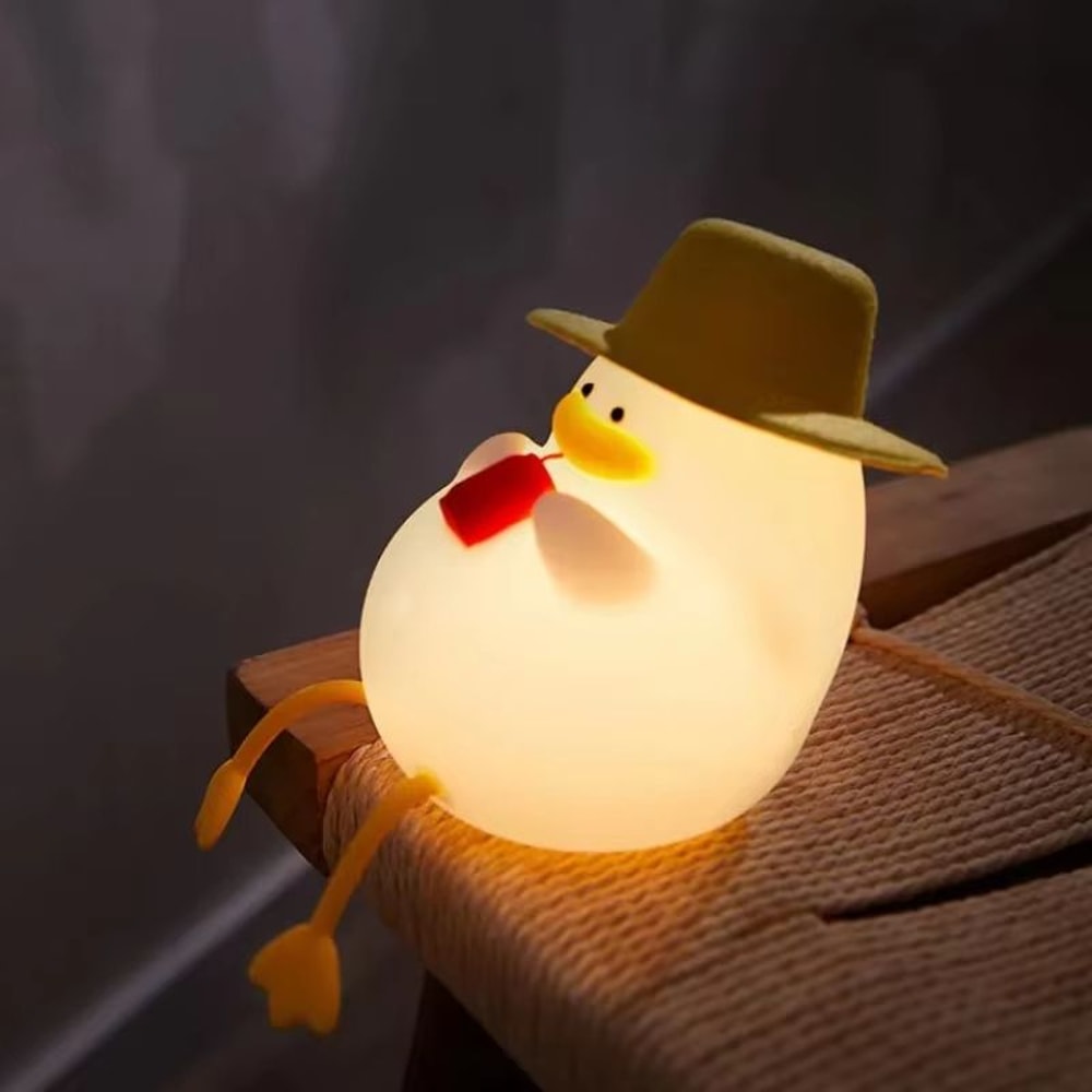 Cute Duck Silicone Night Light USB Rechargeable Kids Bedside Lamp 1