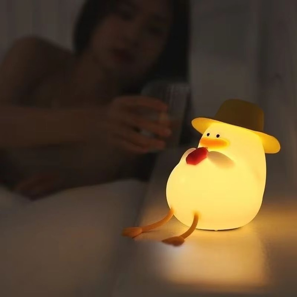 Cute Duck Silicone Night Light USB Rechargeable Kids Bedside Lamp 3