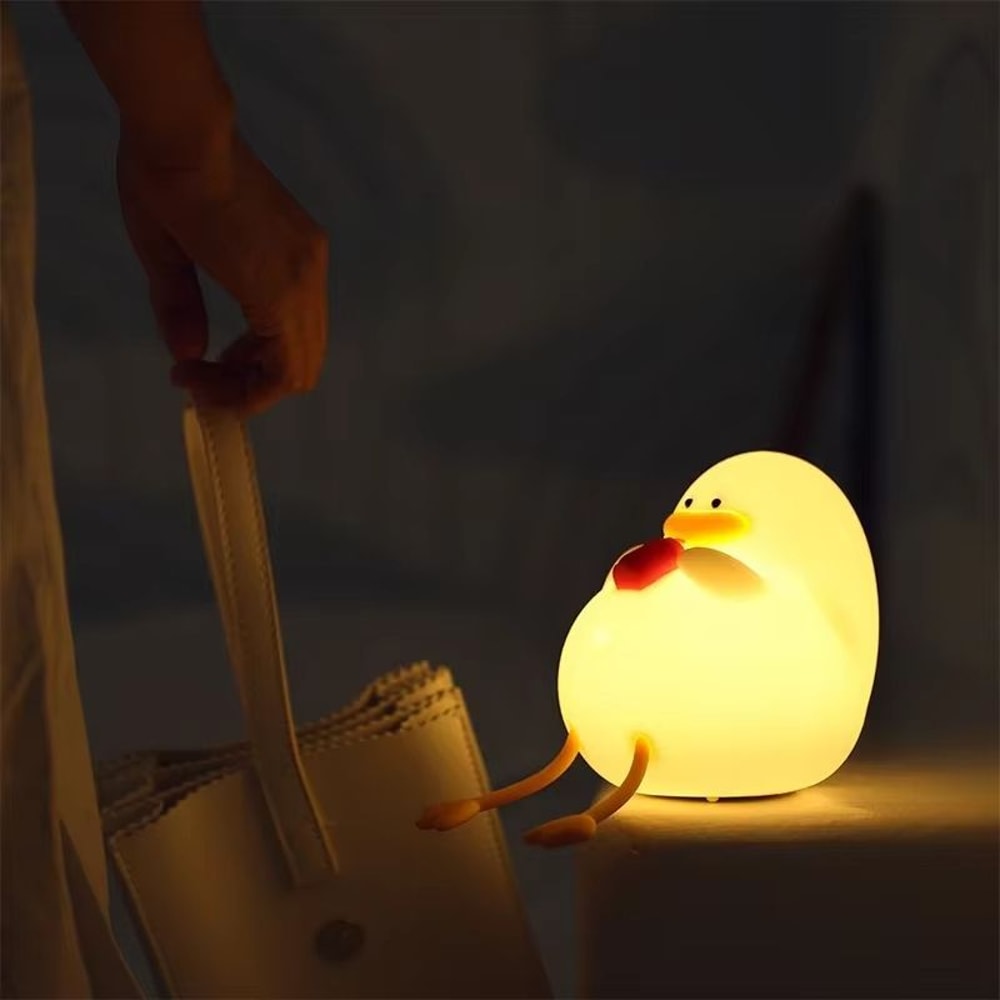 Cute Duck Silicone Night Light USB Rechargeable Kids Bedside Lamp 6