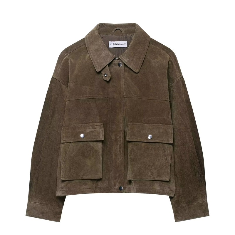 Womens Genuine Leather Pilot Jacket Vintage European Style Autumn Coat 0