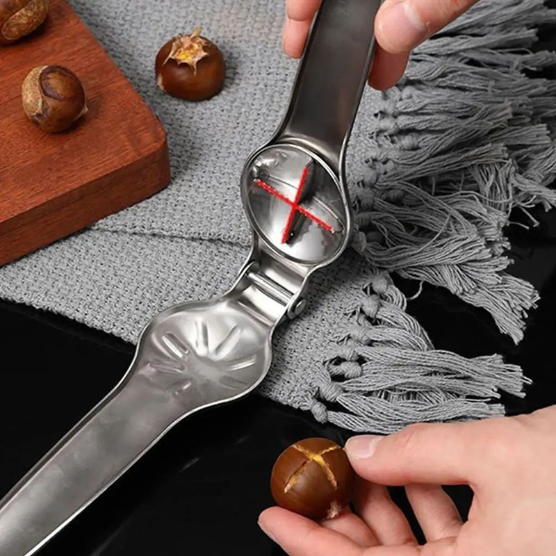 2in1 Stainless Steel Chestnut Opener And Nut Cracker Tool For Easy Shelling 4