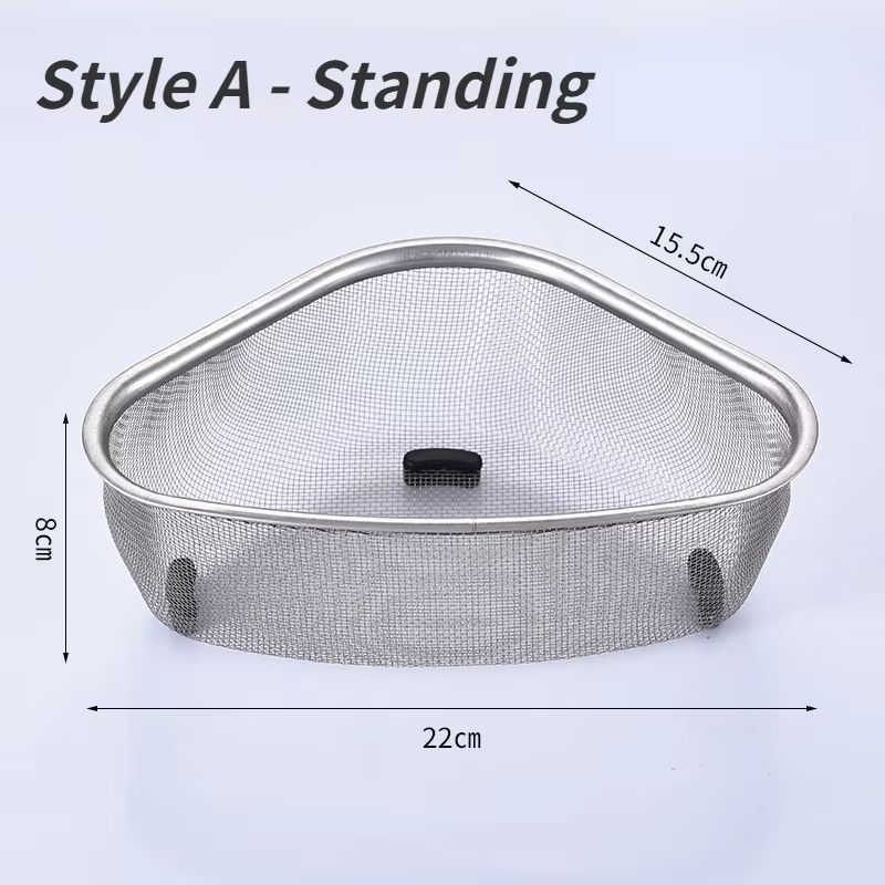 Stainless Steel Triangle Sink Drain Basket Strainer And Kitchen Organizer Rack 5