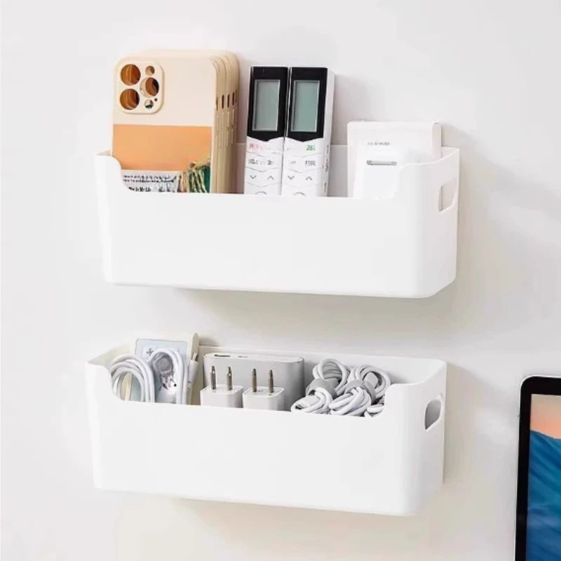 Wall Mounted Cabinet Door Organizer Rack With Cling Film Holder And Drain Shelf 5