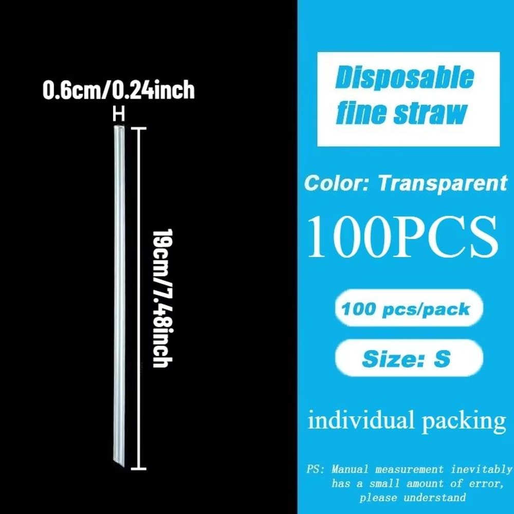 Individually Wrapped Disposable Drinking Straws 100PCS Clear Hygienic Party Straws 6