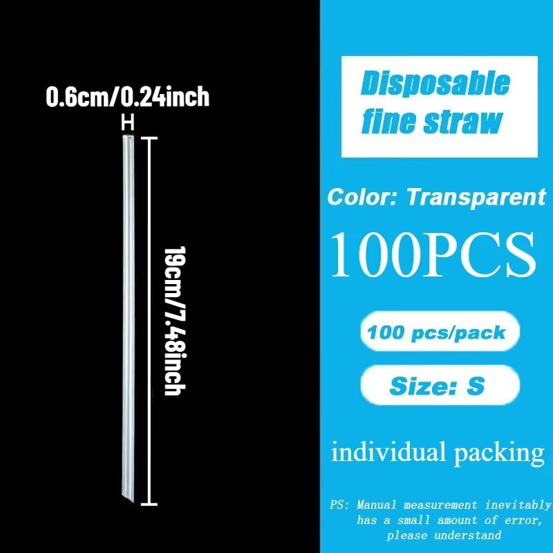 Individually Wrapped Disposable Drinking Straws 100PCS Clear Hygienic Party Straws 6