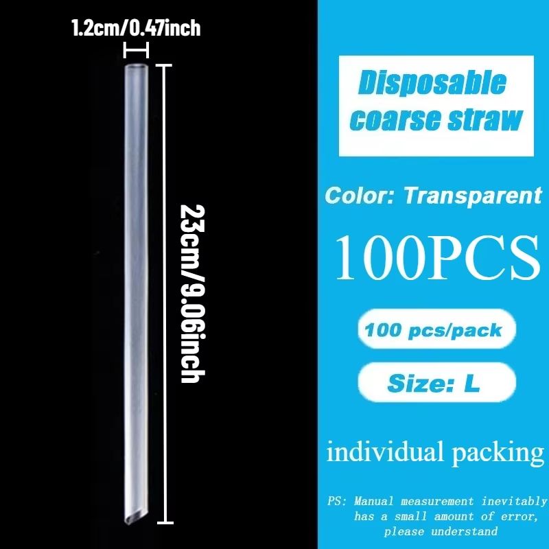 Individually Wrapped Disposable Drinking Straws 100PCS Clear Hygienic Party Straws 7