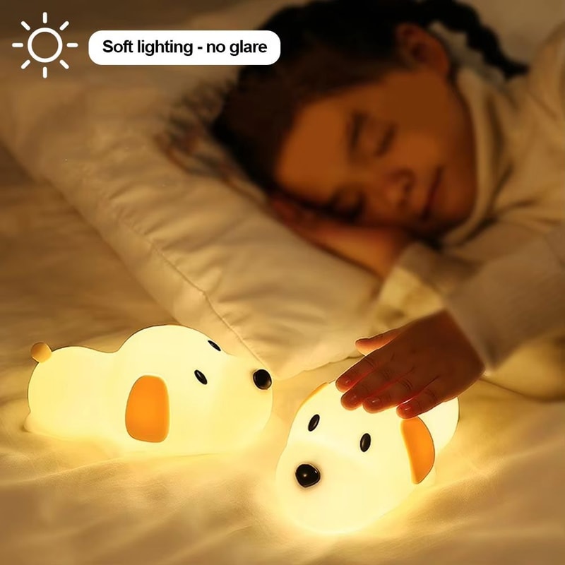 USB Rechargeable Silicone Puppy Night Light Touch Sensor Color Changing Bedside Lamp 3