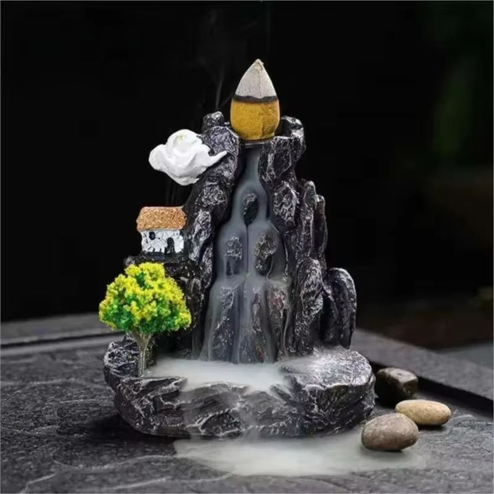 Backflow Incense Holder Waterfall Burner With Aromatherapy Cones Home Decor Set 4