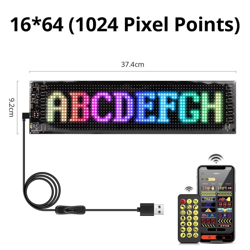 Bluetooth App Controlled Scrolling LED Sign Panel Custom Text Animation Car Display 6
