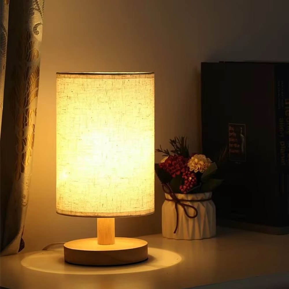 Chinese Inspired Fabric Shade LED Table Lamp USB Dimmable Bedside Light 0