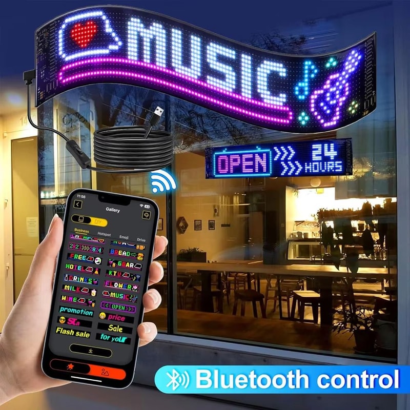 Bluetooth App Controlled RGB LED Matrix Car Display Custom Scrolling Message Panel 1