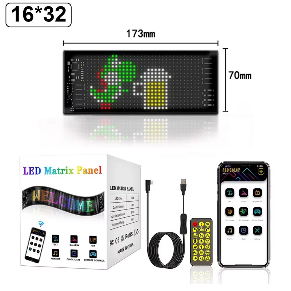 Bluetooth App Controlled RGB LED Matrix Car Display Custom Scrolling Message Panel 6