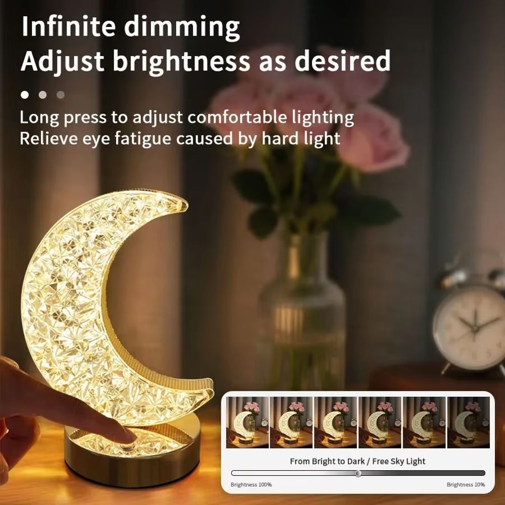 Ramadan Starry Moon LED Night Light Plug Powered Touch Dimmable Bedside Lamp 2
