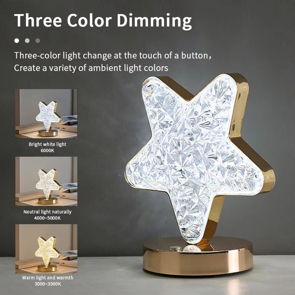 Ramadan Starry Moon LED Night Light Plug Powered Touch Dimmable Bedside Lamp 6