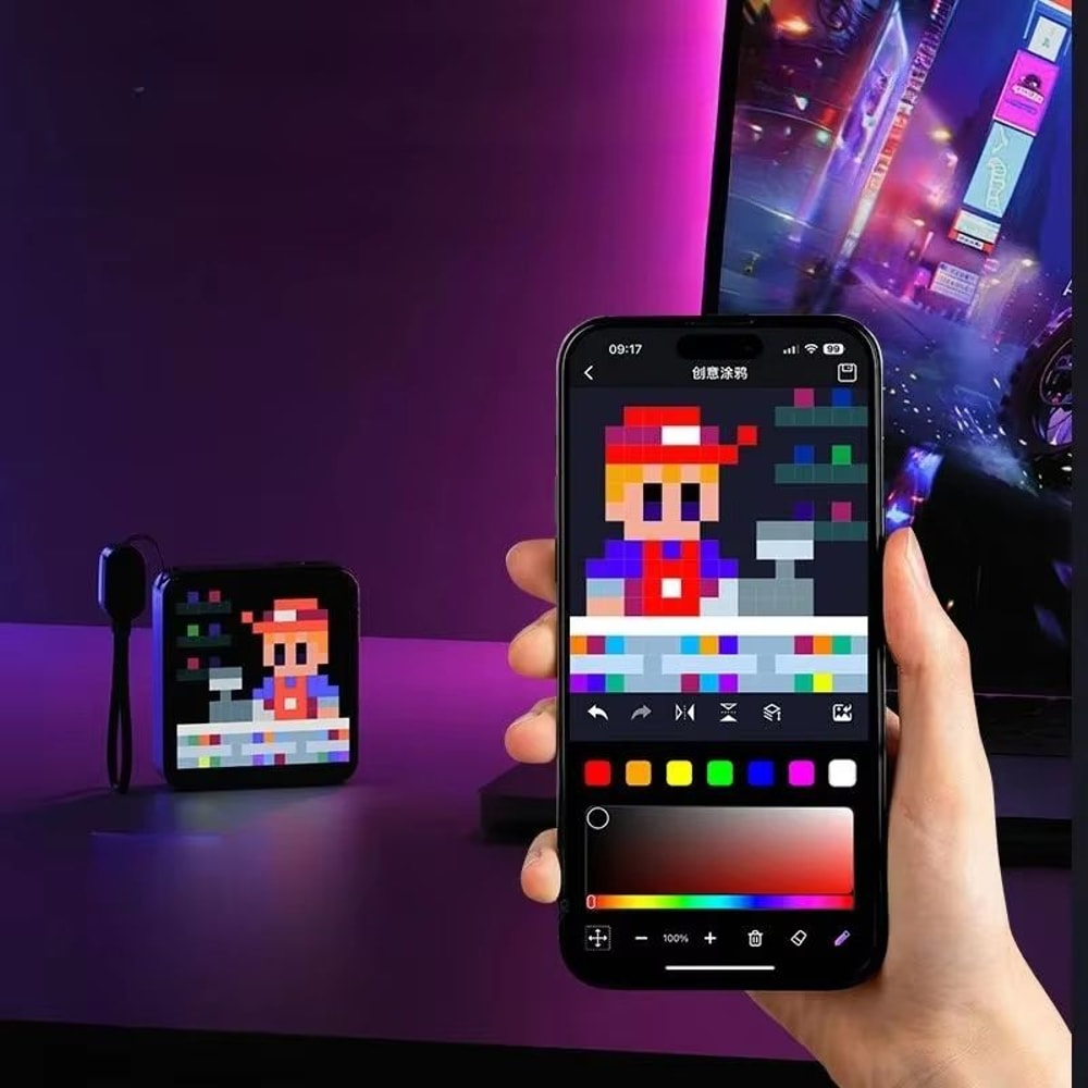 LED Pixel Screen Power Bank Mini Portable Charger With DIY Display 2