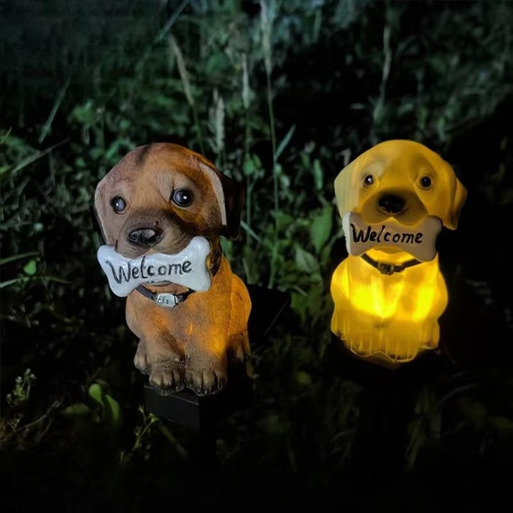 Solar Dog Welcome Garden Light Waterproof Outdoor Lawn Decor 1