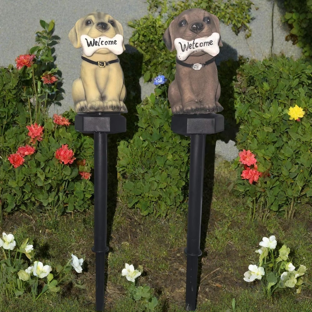 Solar Dog Welcome Garden Light Waterproof Outdoor Lawn Decor 3