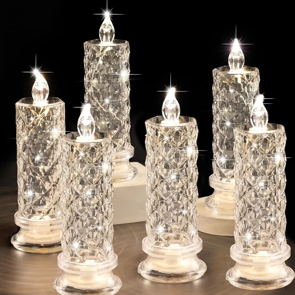 Transparent Crystal Flameless LED Candles For Wedding Table And Room Decor 0