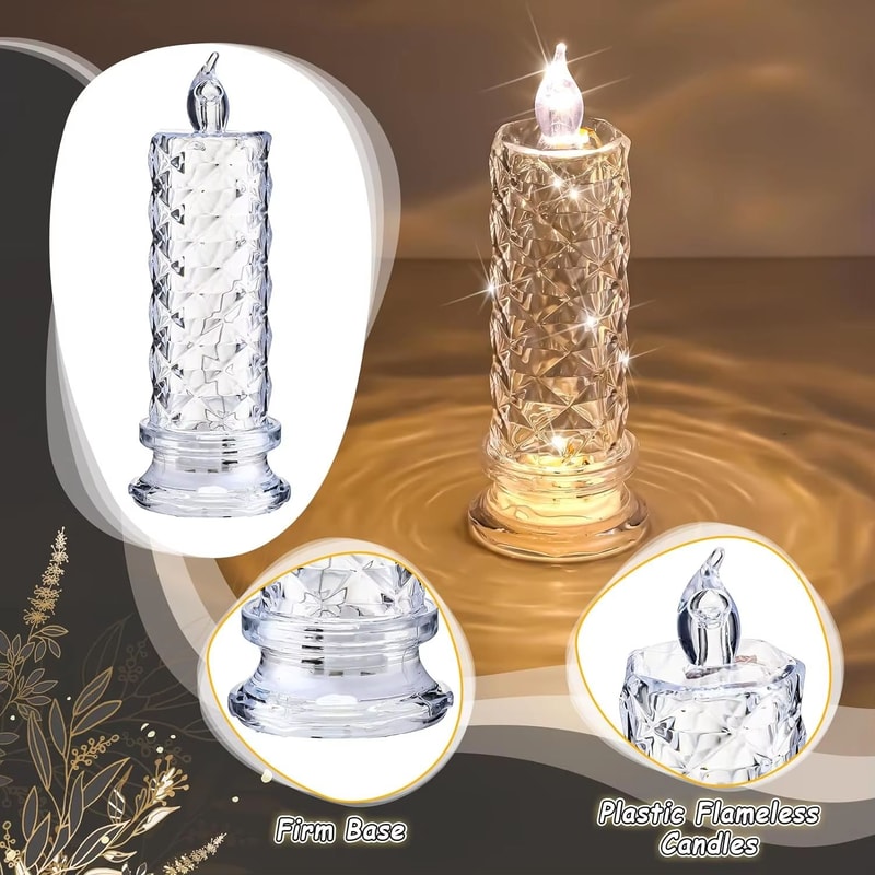 Transparent Crystal Flameless LED Candles For Wedding Table And Room Decor 1