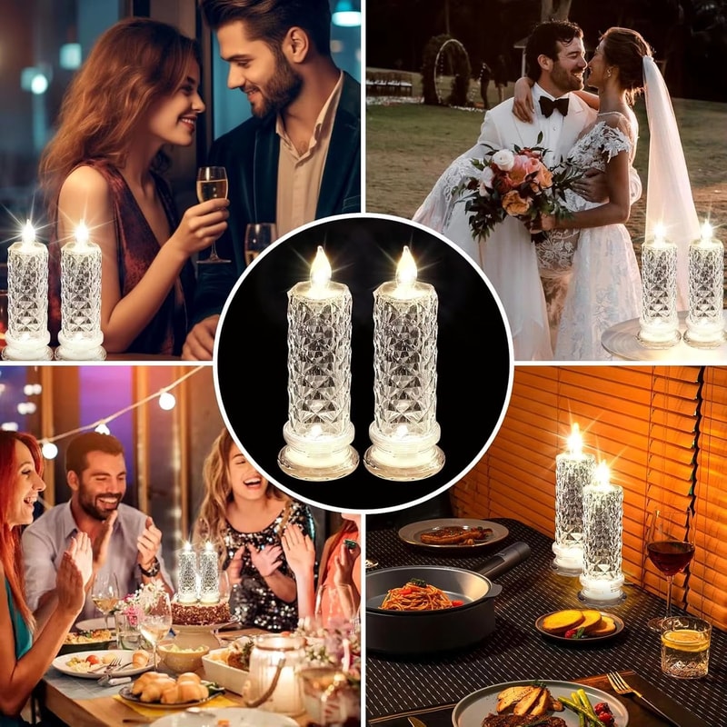 Transparent Crystal Flameless LED Candles For Wedding Table And Room Decor 3