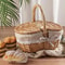Handwoven Wicker Picnic Basket With Lid Portable Outdoor Storage Hamper 0