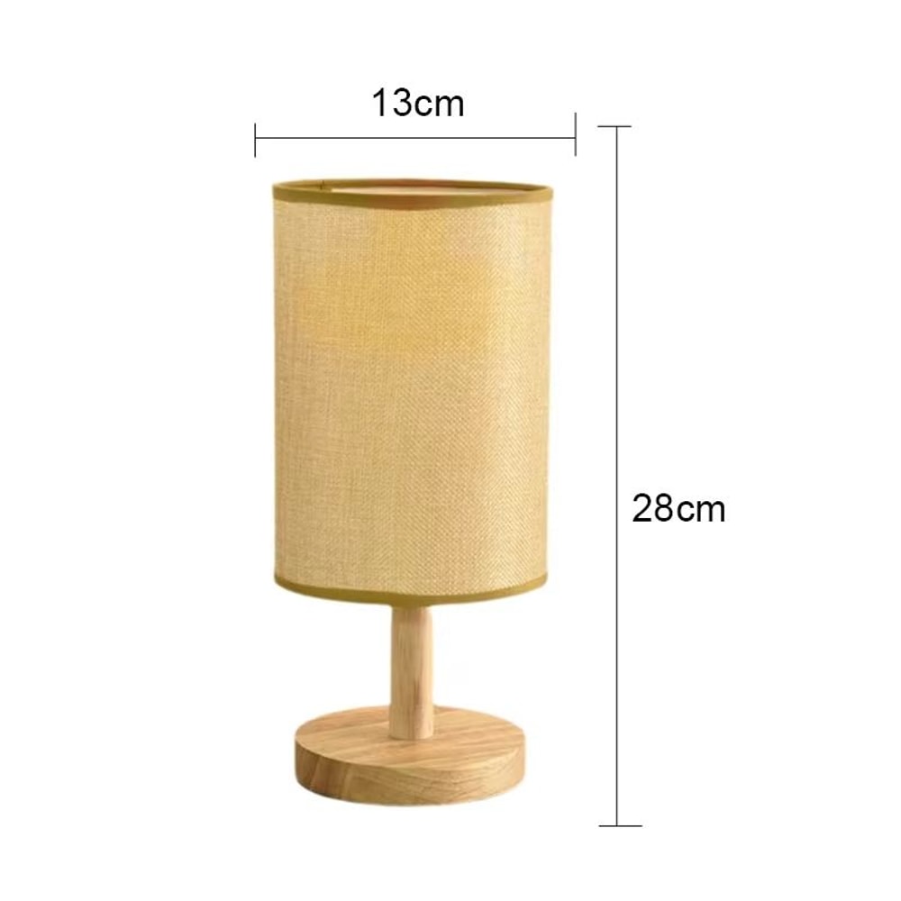 LED Hessian Wood Bedside Lamp USB Table Reading Light 6
