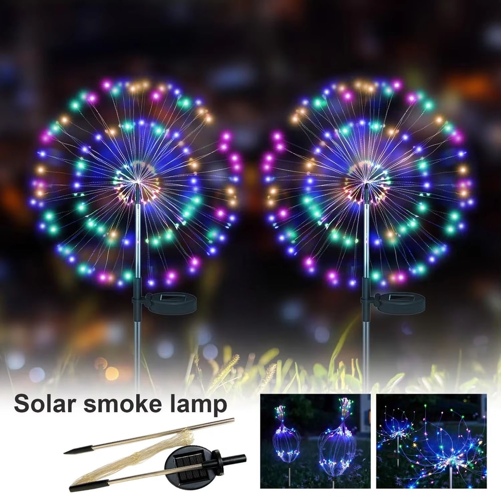 Solar Fireworks Garden Lights 60 LED Waterproof Outdoor Patio Decor 0