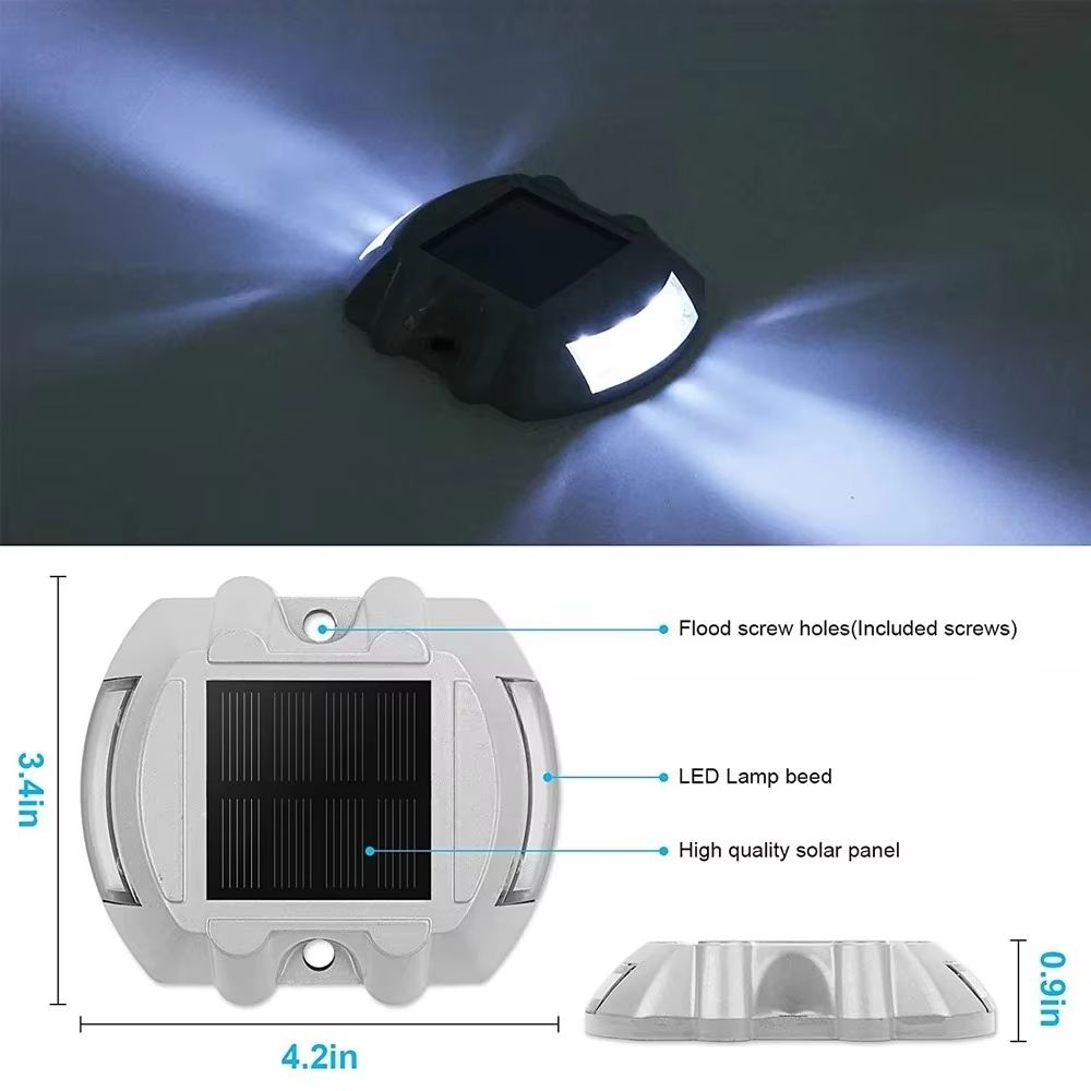 Solar LED Road Stud Light Aluminum Waterproof Reflective Driveway Marker 0