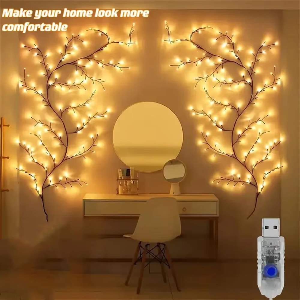 Bendable Willow Branch LED Lights 72 96 LED 8 Mode Vine Tree Wall Decor 2