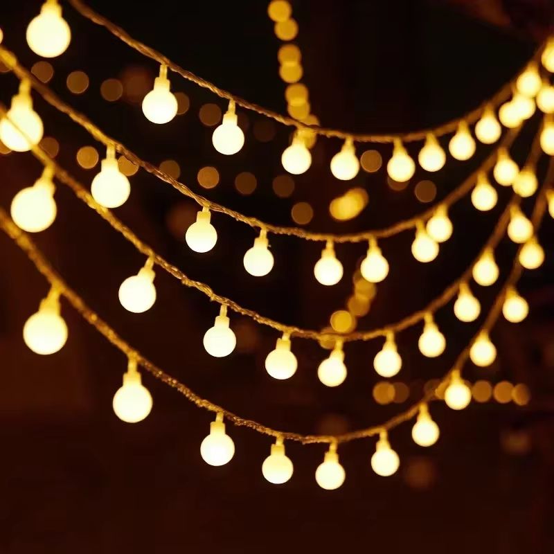 Battery Powered White Ball String Lights 15m 10 LED Fairy Garland 2