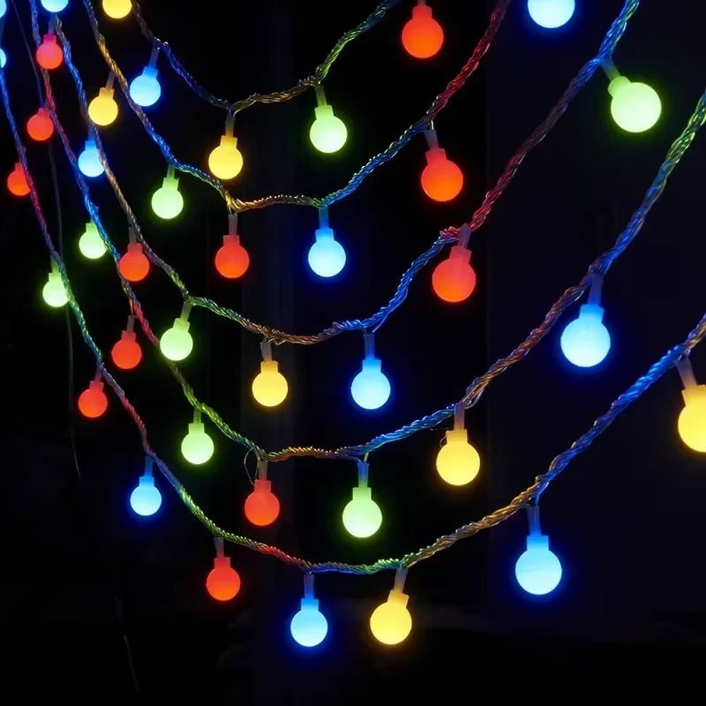 Battery Powered White Ball String Lights 15m 10 LED Fairy Garland 5