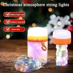 3-in-1 rechargeable camping string lights power bank tape measure lantern