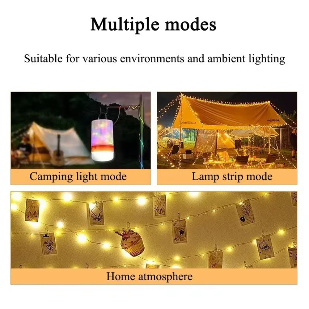 3in1 Rechargeable Camping String Lights Power Bank Tape Measure Lantern 2