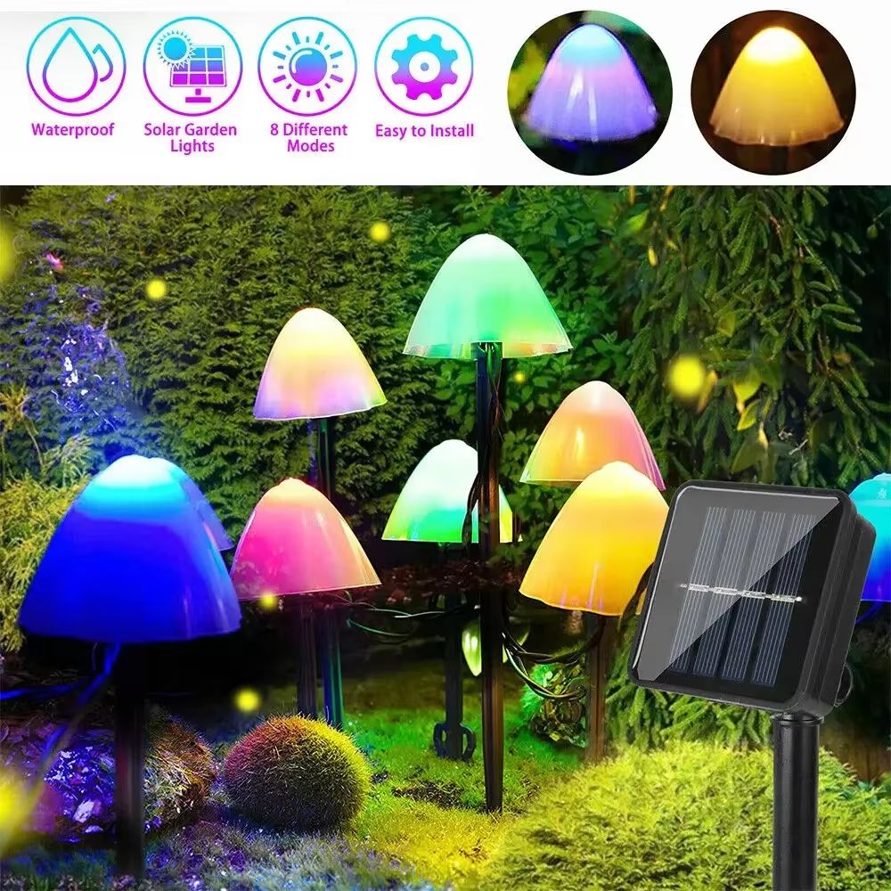 Solar Mushroom Garden Lights Waterproof LED Outdoor Pathway Decor 1