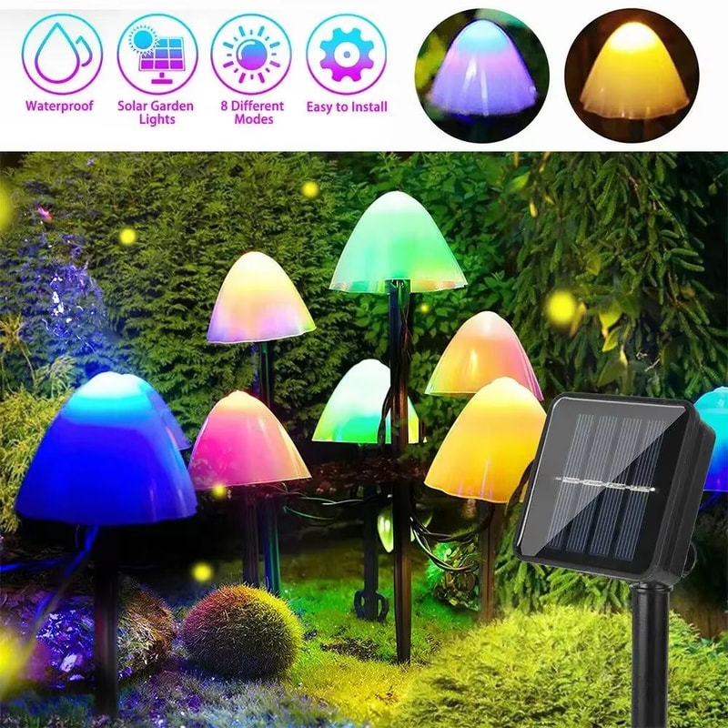 Solar Mushroom Garden Lights Waterproof LED Outdoor Pathway Decor 1