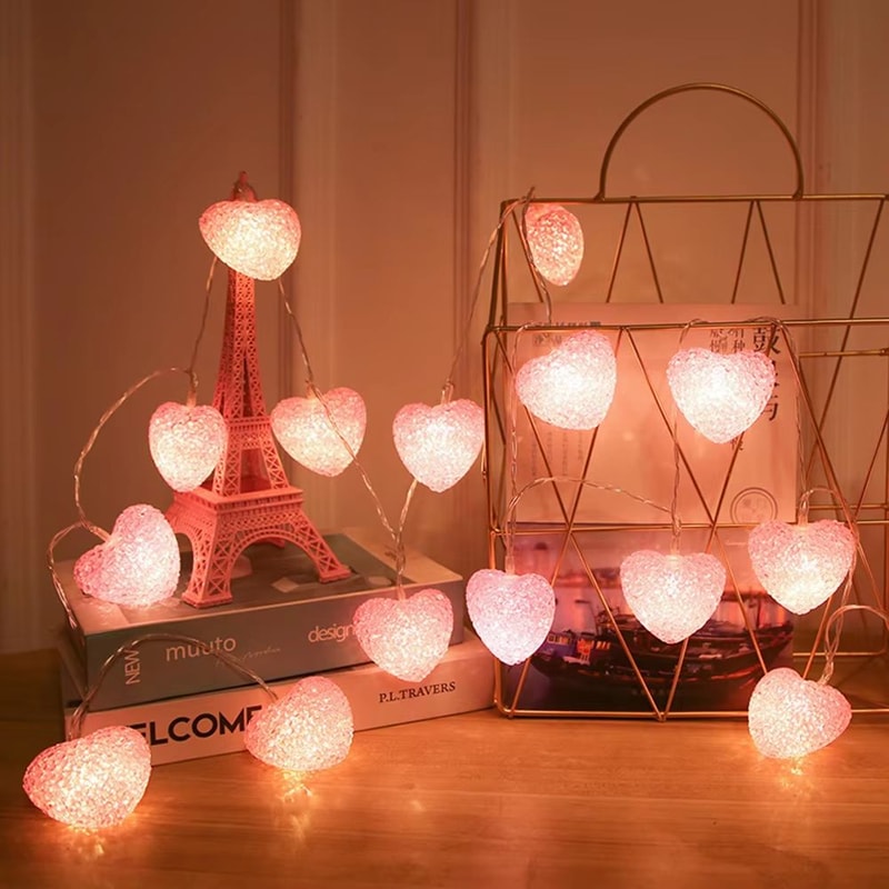 Heart Fairy String Lights Battery Operated Romantic LED Decor 1