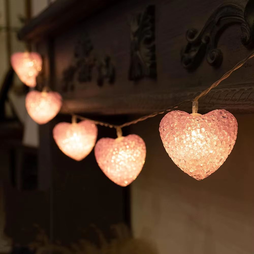 Heart Fairy String Lights Battery Operated Romantic LED Decor 3