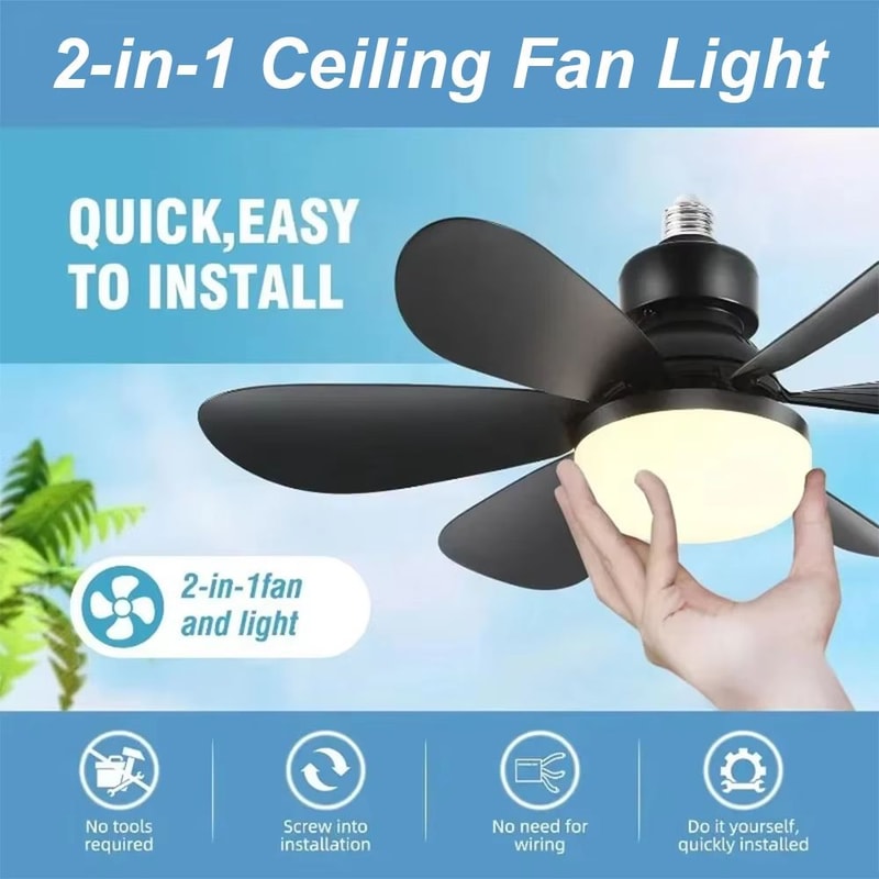Modern E27 Ceiling Fan Light With Remote Control And Dimmable LED 0