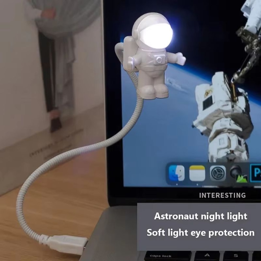 USB Astronaut LED Desk Lamp Flexible Portable Reading Light 0