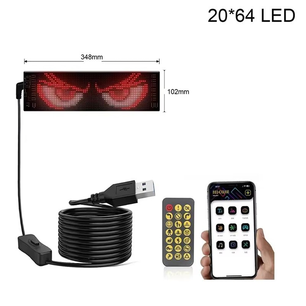 RGB LED Matrix Pixel Panel For Car And Truck With Bluetooth App Control 9