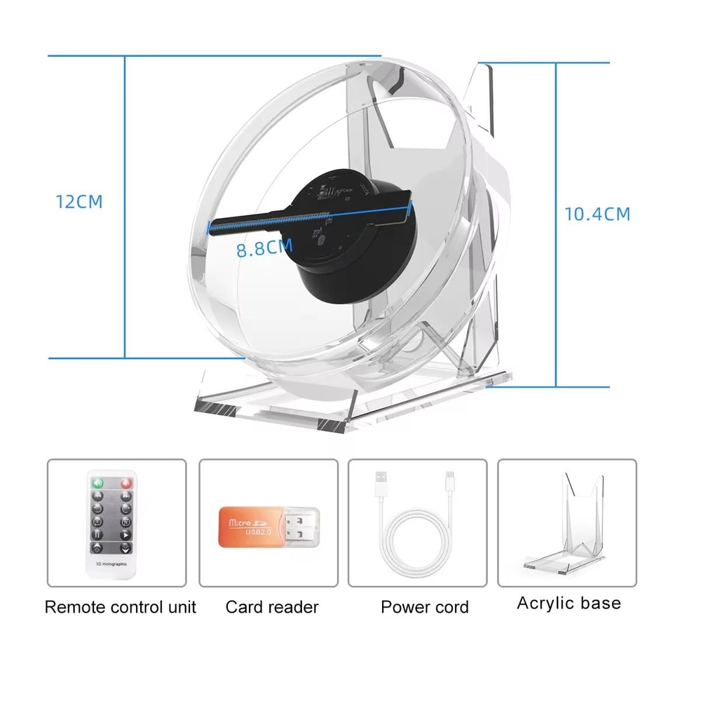 3D Hologram Fan Projector LED Advertising Display With Remote Control 3